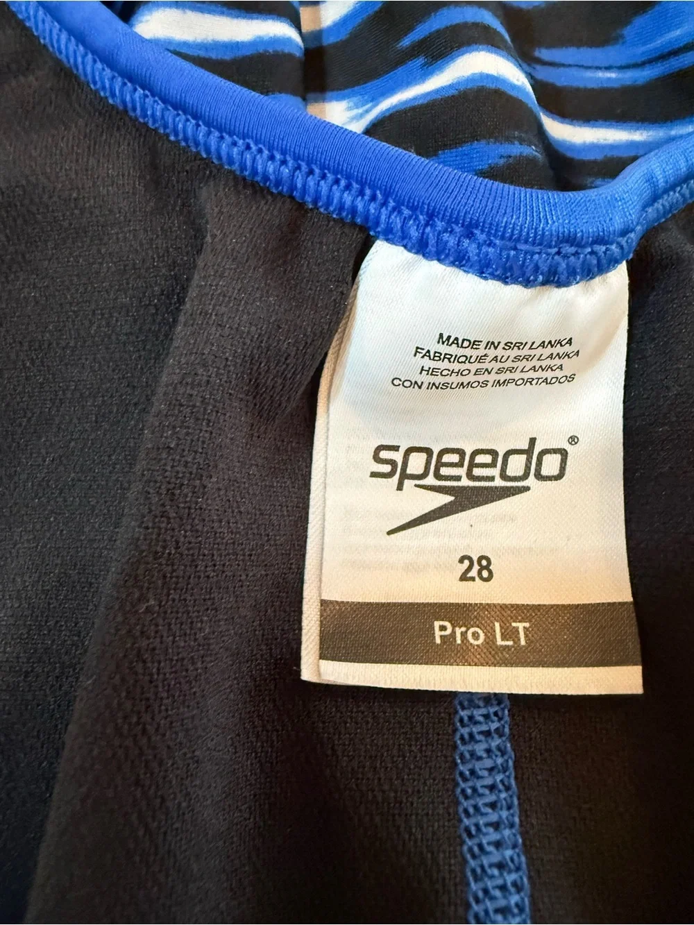 Speedo Blue Black White Graphic Girls' One-Piece Swimsuit size 28 girls